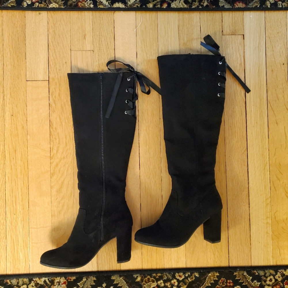 JustFab Black Heeled Boots